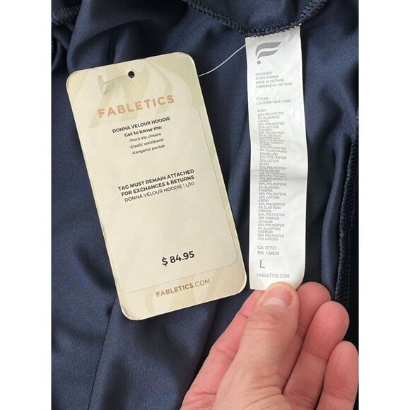 Fabletics Donna Velour Zip-Up Hoodie – Navy Blue – Size Large NWT - Picture 6 of 9